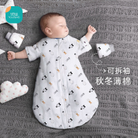 嬰兒睡袋春秋紗布純棉四季通用冬天加厚款恒溫兒童寶寶防踢被神器