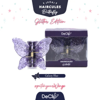 DeClip Jedai Butterfly Haircules Jepit Kupu Gigi 4 Ukuran 4,5cm Warna Galaxy Blue Glitter Clips Hair