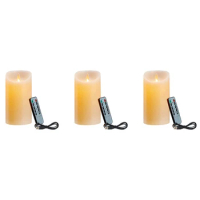 3X LED Candles, Flickering Flameless Candles, Rechargeable Candle, Real Wax Candles With Remote Control,12.5Cm A