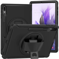 Rotating Hand Case For Samsung Galaxy Tab S7FE S7 FE Case 5G 12.4 Tablet Cover S7 Plus S8 Plus S7+ S8+ Case TPU PC Stand Shell