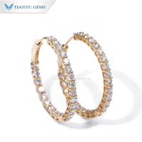 Tianyu Gems Lab Diamond 18k Yellow Gold Hoop Earrings 2.3mm HPHT Diamonds DEF VS White Sparkle 14k 10k Wedding Earring for Women