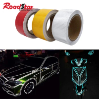 Roadstar Solid High Visibility Reflective Tape Car Sticker Decals Bike Decoration for Road Safety Red White Yellow RS-6490