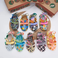 Summer Melisa Children's Sandals Boys Girls' Baotou Printed Jelly Shoes Fashion Kids Soft Sole Hollow Beach Shoes Toddlers Shoes
