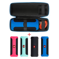 2 in 1 Hard EVA Carry Zipper Storage Box Bag+Soft Silicone Case Cover For JBL Flip 4 Bluetooth Speaker Cases for jbl flip4 Case