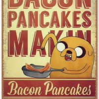 Bacon Pancakes Tin Sign, Retro Adventure Time Tin Sign, Vintage Cartoon Character Tin Sign, Adventure Time Gifts, Metal Tin Sign