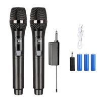 UR-2 Wireless Microphone 2 Channels UHF Dual Handheld Dynamic Microphone Mic System with 800mah battery Karaoke Stage
