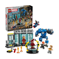 【LEGO 樂高】漫威超級英雄系列 76315 鋼鐵人的實驗室: 鋼鐵裝展示區(齊禮安 佩珀 積木 兒童玩具)