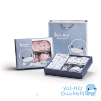 KUKU酷咕鴨 北歐迷境森林懶人包巾彌月禮盒7件組(藍/粉)