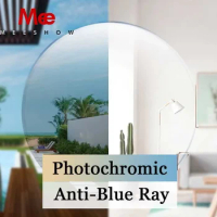 MEESHOW Anti Blue Light Rays Photochromic Series 1.56 1.61 1.67 Prescription CR-39 Resin Aspheric Glasses Lenses Myopia Lens