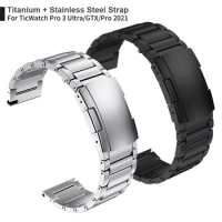 22mm Titanium Strap For TicWatch Pro 3 Ultra Band For Ticwatch 2021/GTX Metal Steel Clasp Bracelet Watch bands
