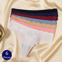 TrowBridge 6PCS/Set Women's Panties Fashion Wavy Edge Thongs Silk Satin Seamless Underwear Sexy Lingerie Sport Comfort G-Strings