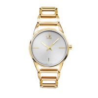 【Calvin Klein 凱文克萊】CK 金殼 白面 簡約簍空鏈帶手錶 女錶 母親節(K3G23526)