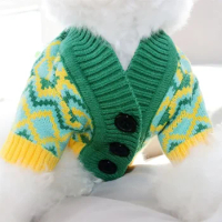 Open Button Dog Knitted Sweater Teddy Kitten Bear Small Dog VIP Schnauzer Pet Clothes Autumn and Winter