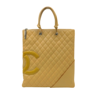 CHANEL 香奈兒 橘色 牛皮 菱格紋 Cambon 康朋 手提包 銀扣 【二手名牌BRAND OFF】