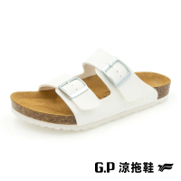 【G.P】女款簡約織紋雙帶柏肯拖鞋W812-白色(SIZE:35-39 共二色)