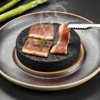 Mini barbecue grill table BBQ volcanic rock baking pan Restaurant volcanic slate steak barbecue plate bbq stone cup pad coaster