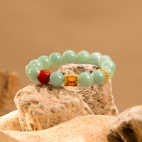 【巴黎精品】翡翠手鍊玉石手串-12mm南紅蓮花琺瑯彩女飾品a1ha41