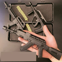ToyTime Mini Gun Military Boy Model 1: 6 AK47 M16 AUG Alloy Toy Soft Bullet For Boys Christmas Birthday Gifts