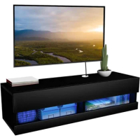 Floating TV Shelf Wall Mounted TV Stand, Floating Entertainment Center Under TV Shelf Floating Media Console with Storage