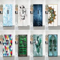 PVC Double Door Refrigerator Sticker with Modern Simple Home Decoration Mural Removable Waterproof Kitchen Refrigerator Sticker
