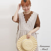 Samansa Mos2 緹花後開釦泡泡袖上衣