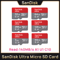 SanDisk Ultra Micro SD Card Memory Card A1 C10 U1 FHD1080P 64G 128G 256G 512G 1TB 140MB/s TF Flash for Drone Camare Smartphone