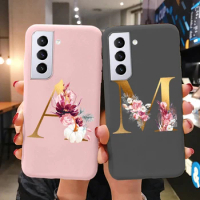 For Samsung Galaxy S21 S21 FE Case S21 Plus Flower Gold Letter A Z Soft Silicone Phone Cover For Samsung S21 Ultra Bumper S21+