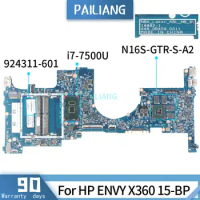 PAILIANG Laptop motherboard For HP ENVY X360 15-BP Mainboard 924311-601 16882-1 Core SR341 i7-7500U N16S-GTR-S-A2 TESTED DDR3