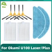 For Okami U100 Laser Plus Vacuum Cleaner Side Brush Hepa Air Filter Mop Cloths Replacement Part Spare Accessories