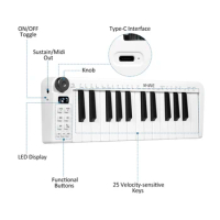 M-vave SMK-25 MIDI Keyboard Rechargeable 25-Key MIDI Control Keyboard Instrument Mini Portable USB Keyboard MIDI Controller