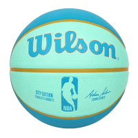WILSON NBA城市系列-黃蜂-橡膠籃球 7號籃球-訓練 室外 室內 WZ4024204XB7 淺綠湖藍白