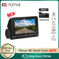 70mai 4K A810 Dash Cam Global Version Ultra HDR Dual-Channel AI Motion Detection,Upgraded ADAS,Built-in GPS