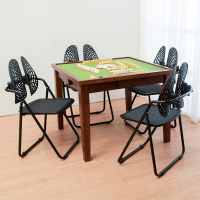 Boden-伊凡實木麻將桌+德國專利雙背折疊椅組合(一桌四椅)-90x90x75cm