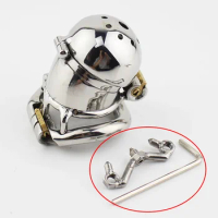 Stainless Steel Chastity Belt Male Chastity Device NEW Double Lock Design Metal Penis Lock Chastity Cage Ring Sex Toys For Men