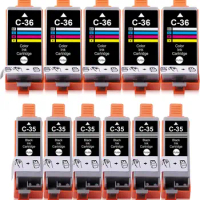 35 36 Ink Cartridges Replacements for Canon PGI-35 CLI-36 Ink Compatible iP110 iP100 TR150 Pixma Printer 6 Black 5 Color