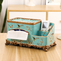 歐式復古做舊收納紙巾盒 創意樹脂多功能抽紙盒 美式裝飾工藝品