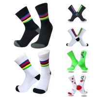 Professional Competition With Colored StripesCycling Socks Men Women Road Bicycle Outdoor Racing Bike Sport Running Socks