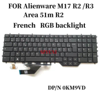 100%NEW original French For Dell Alienware M17 R2 R3 Area 51m R2 Laptop Keyboard RGB Backlight KM9VD 0KM9VD