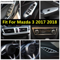Carbon Fiber / Matte Accessories For Mazda 3 2017 2018 Door Handle Window Lift Dashboard Air AC Vent Gear Shift Wheel Cover Trim
