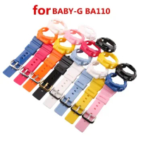Watch Band + Case Set Resin Watch Belt for Casio Baby-G BA 110/111/112/120 Modification Ladies Watch Band Accessories