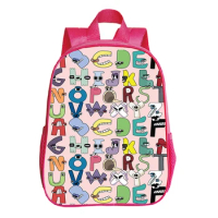 Pink Bag 26 Letter Print Backpack Kawaii Kids School Bag Alphabet Lore Bookbag Kindergarten Bags Children Waterproof Rucksack
