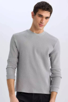 DeFacto Regular Fit Crew Neck Long Sleeve Waffle T-Shirt D7504Ax25Sp