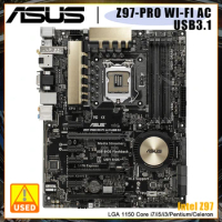 1150 Motherboard ASUS Z97-PRO(Wi-Fi ac)/USB3.1 Motherboard DDR3 32GB RAM Intel Core i7 4790K 4770K Cpus Z97 3×PCI-E X16 M.2 ATX