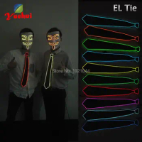 Electroluminescent Wire EL Wire Glowing Necktie with Neon Lamp, LED neon Rope Tube, Flash Tue Cosplay Decoration
