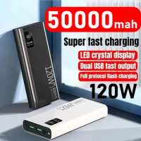 50000mAh Fast Charging Powerbank 120W High Capacity Power Bank Portable Battery Charger For iPhone Samsung Huawei Xiaomi