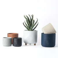 Nordic INS Simple Pattern Frosted Cement Flower Pot