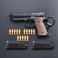 Alloy 1: 3 M92A1 Model Shell Ejection Toy Gun Detachable Mini Pistol Keychain Pendant Birthday Gift for Adult Children