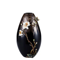 Luxury Chinese Style Flowers Pot Traditional Enamel Art Handmade Handcrafted Vases for Home Arrangement Decoration