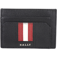BALLY Tarrik 紅白條紋壓紋牛皮卡片夾(黑色)