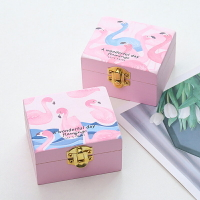 創意禮品粉色少女心旋轉發條音樂盒木質八音盒擺件送女友生日禮物